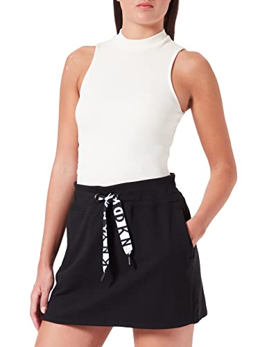 DKNY Women's Sport Two Tone Logo Drawcord Relaxed Skirt, Black, Extra Large