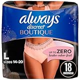 Always Discreet Boutique, Inkontinenz & Postpartum Unterwäsche für Damen, maximaler Schutz, pfirsichfarben, Größe L, 18 Stück