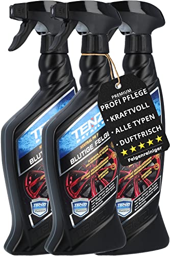3x TENZI Felgenreiniger Spray Blutige Felge (600ml) Premium Auto & Motorrad - kraftvolle, säurefreie Felgenpflege pH neutral mit Wirkindikator - Reiniger für Alufelgen, Stahlfelgen, Chrom, lackierte