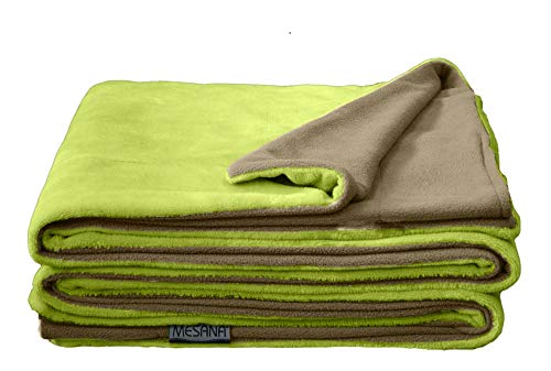 MESANA Wohndecke Decke Bella grün Wendeoptik Polyester Microfaser-Nicky Plüsch 150x200cm Tagesdecke Kuscheldecke Zudecke Sofadecke kuschelig warm