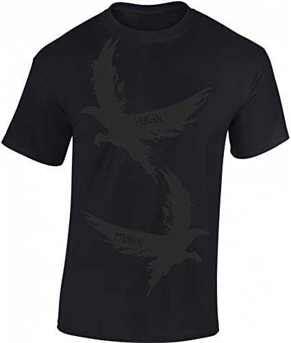 Wikinger Shirt Herren : Hugin und Munin - Rabe T-Shirt Wikinger Geschenke für Männer - Wikinger Kleidung (4XL)