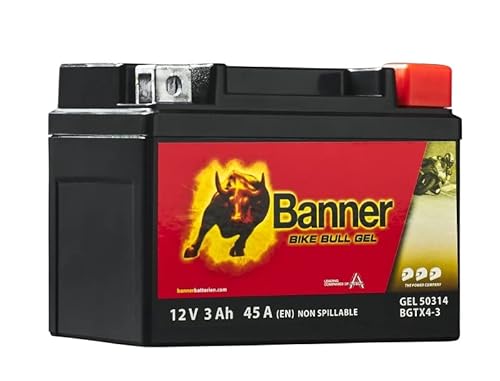 Banner Bike Bull GEL Motorradbatterie 50314 3Ah 12V BGTX4-3 YTX4L-BS wartungsfrei