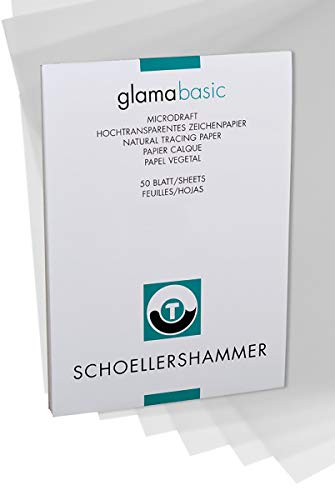 Honsell 25503 - Schoellershammer Glama Microdraft hochtransparentes Zeichenpapier, DIN A3 Block mit 50 Blatt, 110 – 115 g/m², für technische Zeichnungen, Skizzen mit Bleistift, Filzstift, Tusche