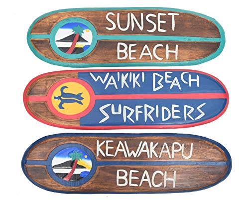 Interlifestyle 3 Deko Surfboard 60cm Waikiki Beach Surfrider Sunset Beach Maui Keawakapu Beach, Hawaii