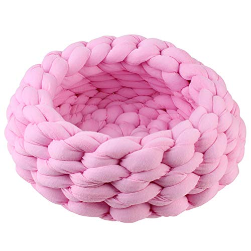 DC CLOUD Katzenkorb Zum Schlafen Gewebtes Katzenbett Katzenkörbchen Katzenbett Waschbar Nest Hundebett Haustier Schlafsack Für Katzen Und Kleine Hunde 50cm,pink