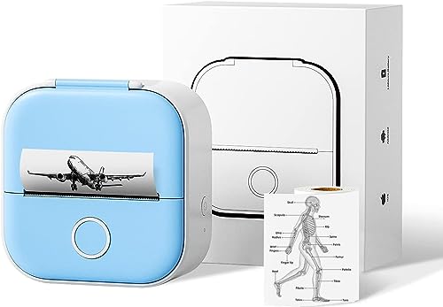 Mini Handy-Drucker - Bluetooth Mini-Drucker für Smartphone - tragbarer Fotodrucker fürs Handy, kompatibel mit iOS & Android, T02 Miniprint mobiler Sticker Drucker für Tagebuch, Memo, Foto, Notizen