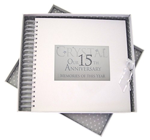 White Cotton Cards Erinnerungsbuch zum 15. Hochzeitstag, für Karten und Erinnerungen, Holz, 27 x 30 x 4 cm