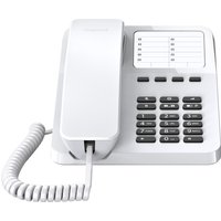 Gigaset Desk 400 - Schnurgebundenes Telefon mit elastischem Kabel - Platz für 10 Kurzwahleinträge - Wahlwiederholung - hörgerätekompatibel - MFV- oder Impulswahl einstellbar, weiß