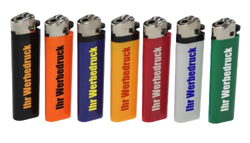 100 x einseitig Bedruckt Feuerzeug Ecuador SCHWARZ mit Reibrad 1-farbig Werbung Druck Logo