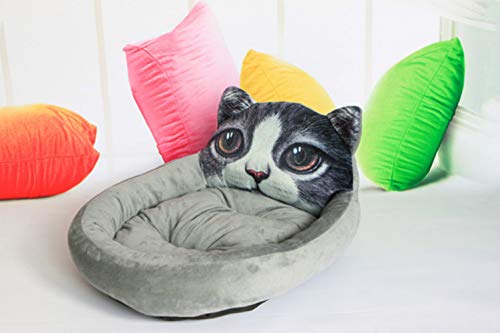 Ulalaza Wärmendes Haustierbett für Katzen- oder Hundemode-Karikatur verdickte Baumwollhaustiersofabett