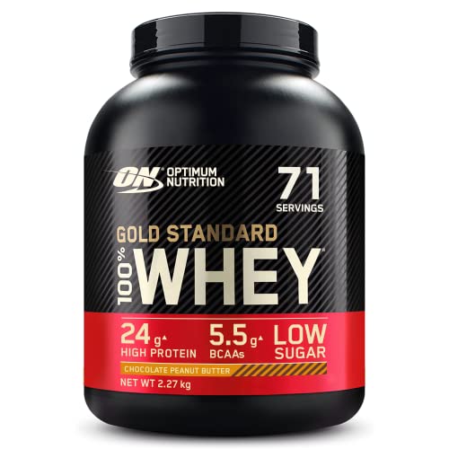 Optimum Nutrition ON Gold Standard Whey Protein Pulver, Eiweißpulver Muskelaufbau mit Glutamin und Aminosäuren, natürlich enthaltene BCAA, Chocolate Peanut Butter, 68 Portionen, 2.24kg