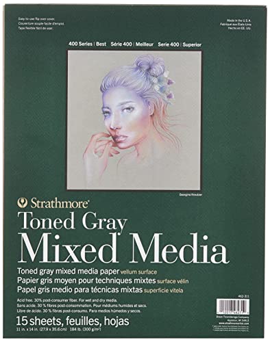 Strathmore Toned Mixed Media Paper - Toned Grey 11"X14"-15 Sheets