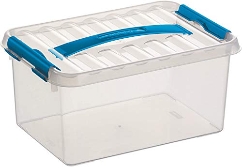6x SUNWARE Q-Line Box - 6,0 Liter - 300 x 200 x 140mm - transparent/blau