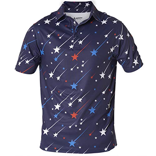 Royal & Awesome Lustige Golf-Shirts für Herren, Herren-Golfshirt, verrückte Golf-Polos für Herren, Golf-Poloshirts für Herren, Herren, Sternschnuppen, L