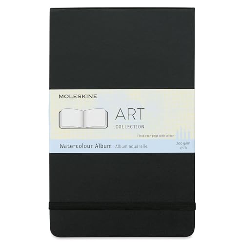 Moleskine Art Collection, Aquarell-Album (Zeichenheft, Hardcover, Papier geeignet für Aquarellstifte und Farben, Großformat 13 x 21 cm, 72 Seiten) schwarz