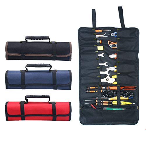 BE-TOOL Tragbare Werkzeugtasche mit 22 Taschen, 600D Oxford-Canvas, Werkzeugtasche, große Tragetasche, Organizer, einfache Aufbewahrung und tragbar, ideal für Handwerk, Heimwerker, Reparaturen, Rot