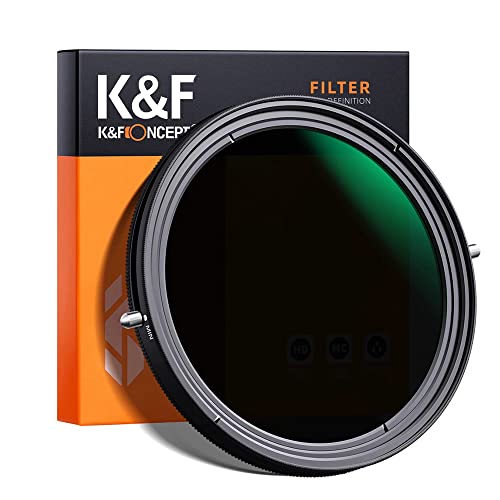 K&F Concept Variabler Fader ND2-ND32 ND Filter und CPL Circular Polarization Filter Neutral Density Filter NO X Spot Aluminiumlegierung Rahmen für alle Kameraobjektive (62MM)