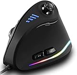 Zeerkeer Vertikale Gaming Maus RGB Kabelgebundene Ergonomische Maus mit Joystick, 11 programmierbare Tasten, 5 einstellbare DPI (1500-2500-4000-7000-10000) für Computerspieler