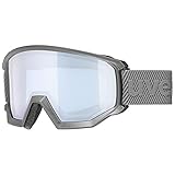 uvex athletic FM - Skibrille für Damen und Herren - vergrößertes, beschlagfreies Sichtfeld - zugfreie Rahmenbelüftung - rhino matt/silver-blue - one size
