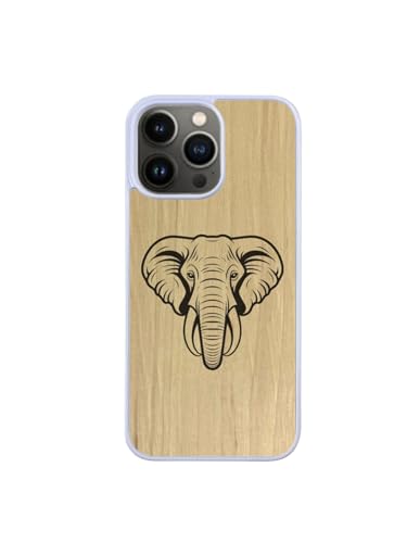 Enowood Schutzhülle aus Holz, für iPhone, handgefertigt, Weiß – Elefant – iPhone 7/8 Plus – Charme