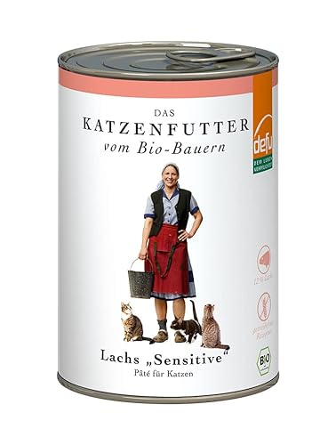defu Katze | Paté Bio Lachs Sensitive | Premium Bio Katzenfutter nass (12x410g)