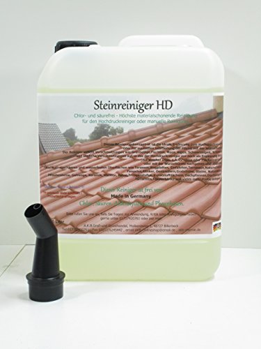 A.K.B. Steinreiniger HD Konzentrat, (KEIN BIOZID !!!) Rostentferner, FliesenGrundreiniger, 0500 (5 L + Gratis-Ausgiesser)