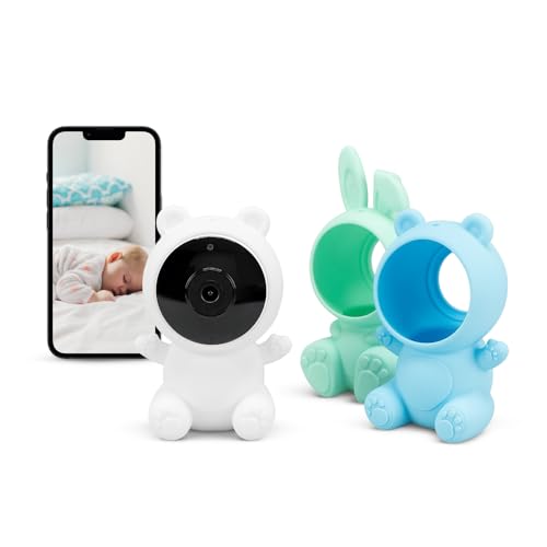Garza Kids Baby-Überwachungskamera 1080p HD mit Temperatursensor, Nachtsicht, Schreierkennung, Schlaflieder, weißes Rauschen und WLAN, 2,4 GHz (3 Hüllen + Halterung)
