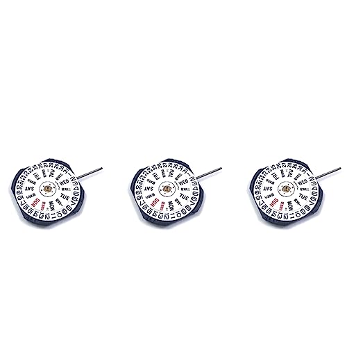 Spactz 3 x Uhrwerk für japanisches Uhrwerk VX43E VX43, Dreipolig, mit Doppelfenster, Quarzwerk mit Batterie, Weiß & Schwarz