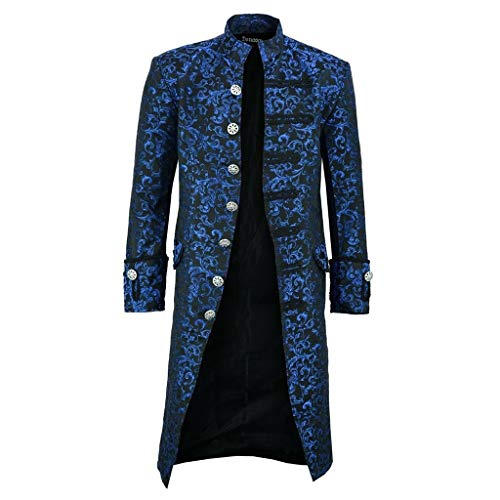 CICIYONER Herren Party Oberbekleidung Print Mantel Frack Jacke Gothic Gehrock Uniform Kostüm S-XXXL (XL, Blau-2019)