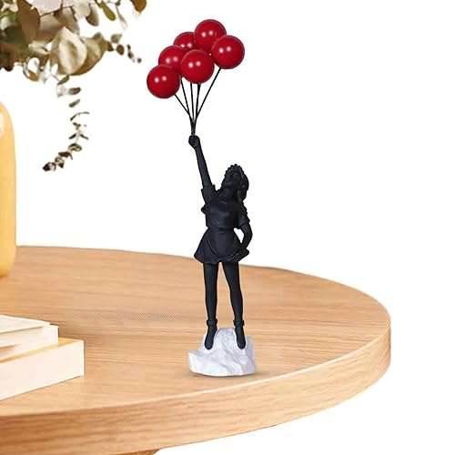 itrimaka Mädchen mit Ballonskulptur | Harz-Ballon-Mädchen-Figur, Heimdekoration | Glatte Fliegende Luftballons, Mädchen-Kunstskulptur, kreativ für Schlafzimmer und Büros