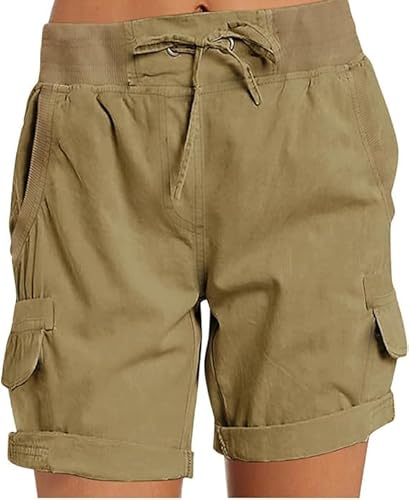 INXKED Casual Shorts for Women, Cotton Cargo Loose Shorts, High Waist Ladies Outdoor Lounge Shorts (09,M)