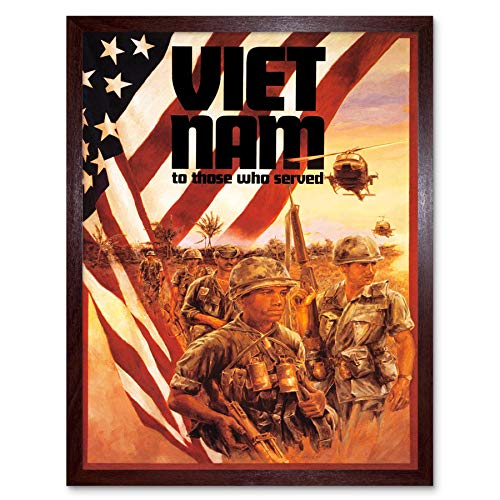 Wee Blue Coo Paintings Portrait Vietnam War Veteran Flag Soldier Gun Military Art Print Framed Poster Wall Decor Kunstdruck Poster Wand-Dekor-12X16 Zoll