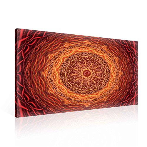 Wallsticker Warehouse Mandala Kunst Rot Orange Leinwand Bilder (PP2417O1FW) Size O1-100cm x 75cm - 230g/m2 Canvas - 1 Piece