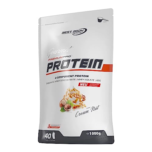Best Body Nutrition Gourmet Premium Pro Protein, Cream Nut, 4 Komponenten Protein Shake: Caseinat, Whey Konzentrat, Whey Isolat, Eiprotein, 1 kg Zipp Beutel