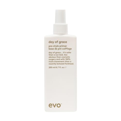 EVO day of grace pre-style primer Leave-In-Conditioner zur Vorbereitung zum Styling für alle Haartypen geeignet, besonders für feines Haar, verleiht Glanz und Schimmer, vegan, ohne Sulfate, 200 ml