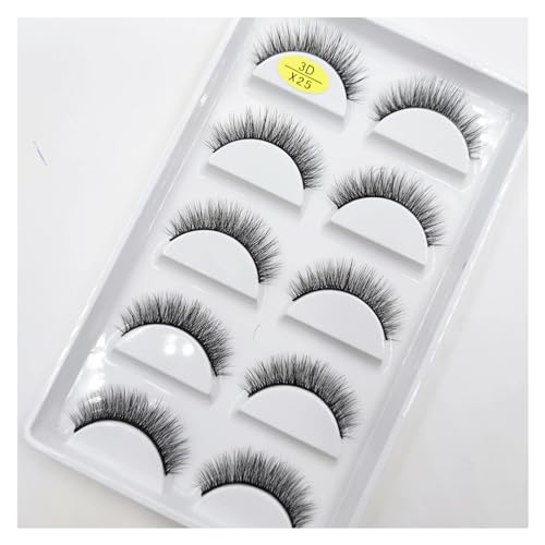 UAMOU 30 Stil 5 Paar natürliche Wimpern Nerz Wimpern handgemachte flauschige Wimpern 3D falsche Wimpern Make-up Faux Cils Maquiagem Cilios Cheerfully (Color : 5 Pairs X25)