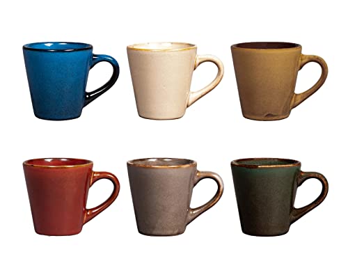H&H Tierra Set mit 6 Kaffeebecher, Steinware, verschiedene Farben, cc80, Herbstfarben