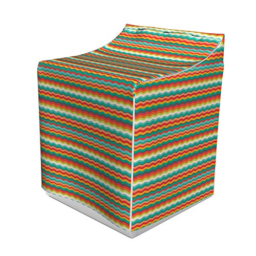 ABAKUHAUS Winkel Waschmaschienen und Trockner, Horizontal-Zickzack-Streifen in verschiedenen Farben geometrische abstrakte Wellen-Muster, Bezug Dekorativ aus Stoff, 70x75x100 cm, Mehrfarbig