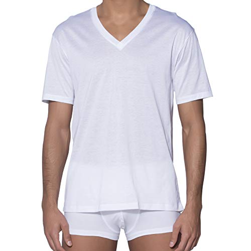 HANRO Herren V-Shirt 1/2 Arm Cotton Sporty (0101 white), Gr. XXL
