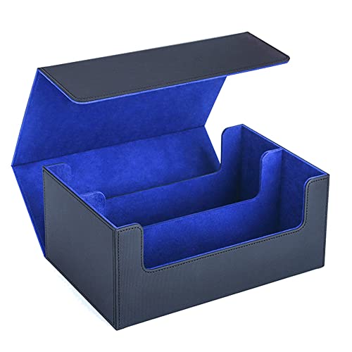 Reykentu Multifunktions-Kartenbox Tragbares Kartenetui Organizer Aufbewahrungsbox Top Side-Loading Deck Case Game Cards Hobbies, Schwarz+Blau