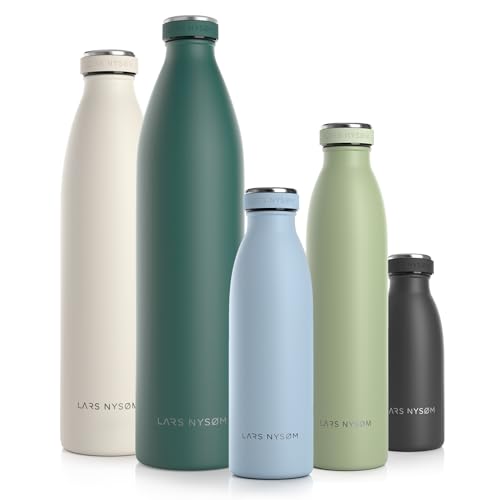 LARS NYSØM Trinkflasche Edelstahl 500ml | BPA-freie Isolierflasche 0.5 Liter | Auslaufsichere Wasserflasche für Sport, Fahrrad, Hund, Baby, Kinder
