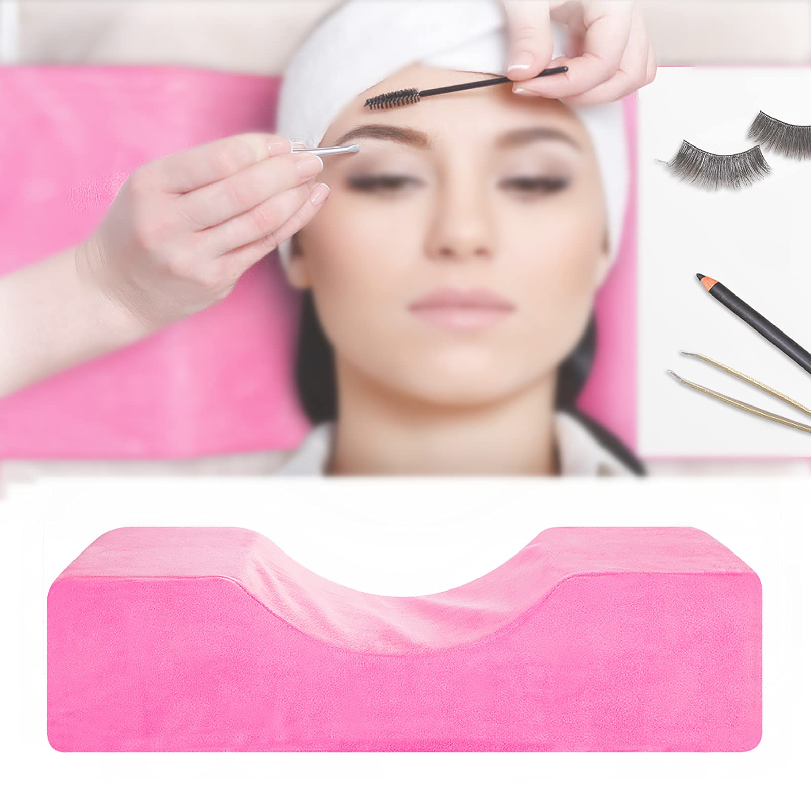 SANON Wimpernverlängerung Nackenkissen extra weich U-Form Memory Foam Kissen Beauty Makeup Curve Kissen für Home Salon, Pfropfen, Wimpernverlängerung (Rosa)