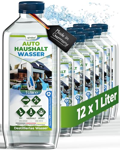 Qindoo 12x Destilliertes Wasser Auto Haushalt, Aqua Dest 1 Liter