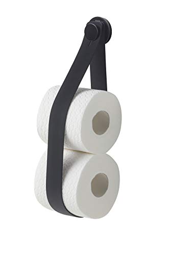 Tiger Urban Reserverollenhalter zur Wandbefestigung, praktischer und trendiger Toilettenpapierhalter, Farbe: Schwarz, mit austauschbaren Dekor-Ringen zur individuellen Gestaltung