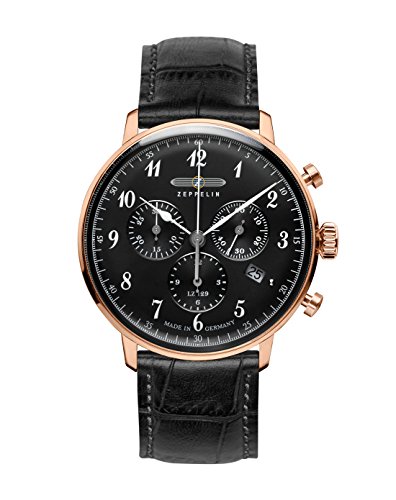Zeppelin Unisex Chronograph Quarz Uhr mit Leder Armband 7084-2