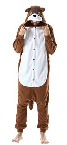 Unisex Pyjamas Jumpsuit Tierkostüm Eichhörnchen Onesie Damen Herren Karneval Nachtwäsche