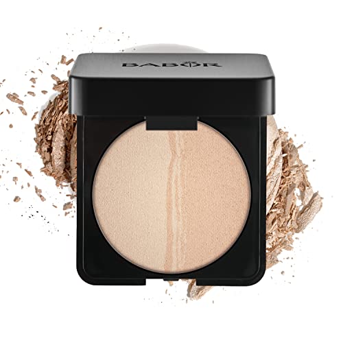 BABOR MAKE UP Satin Duo Highlighter, zweifarbiger Highlighter Puder, in gebackener Textur, für schöne Akzente im Gesicht, 6 g