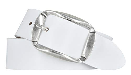 Mytem-Gear Gürtel Leder Damen Nappaleder Ledergürtel 35 mm Damengürtel (80, Weiß)