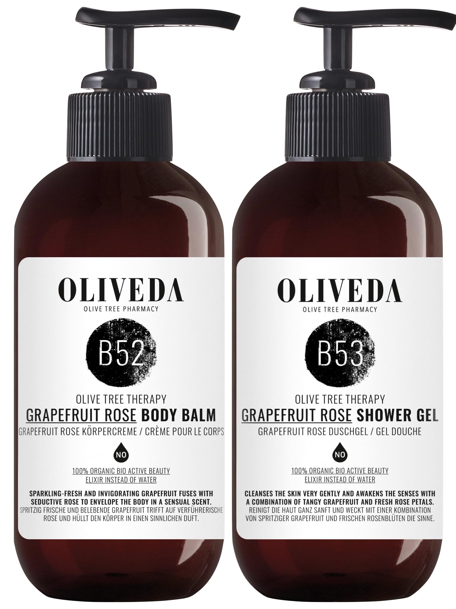 Oliveda B53 Grapefruit Rose Pflegedusche 250ml + B52 Körperbalsam 250ml