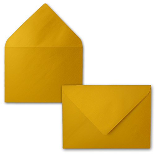 Metallic Brief-Umschläge in Gold Metallic - 100 Stück - metallisch-glänzende DIN C5 Kuverts 22,9 x 16,2 cm - Nassklebung ohne Fenster - Weihnachten, Grußkarten - Serie FarbenFroh®